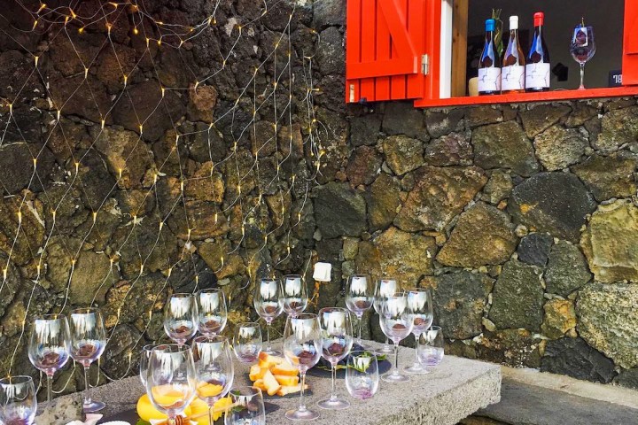 a large orange umbrella