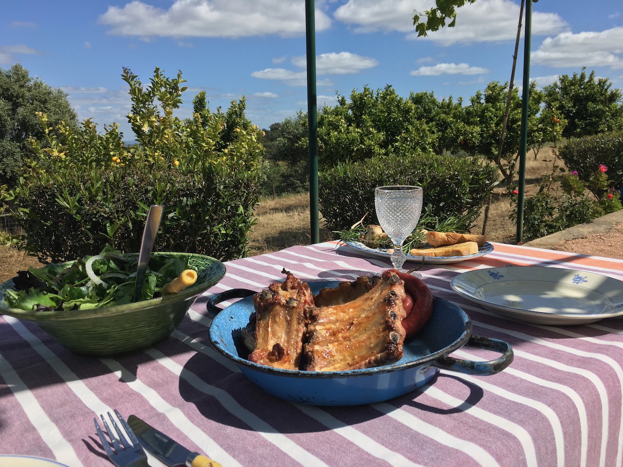 vila-vicosa-city a piece of pork ribs sitting on top of a picnic table