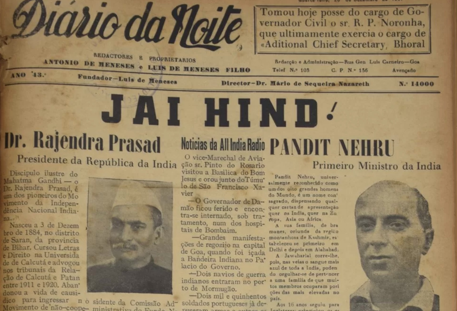 annexation-Goa-India a close up of a newspaper