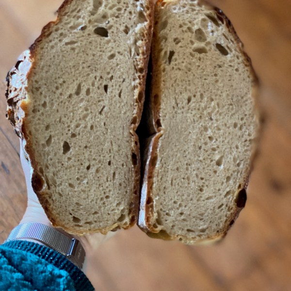 a close up of a piece of bread