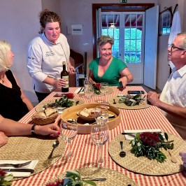 a group of people sitting at a table