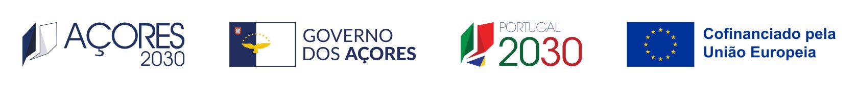 Logos for Açores 2030, Governo dos Açores, Portugal 2030, and EU co-financing.